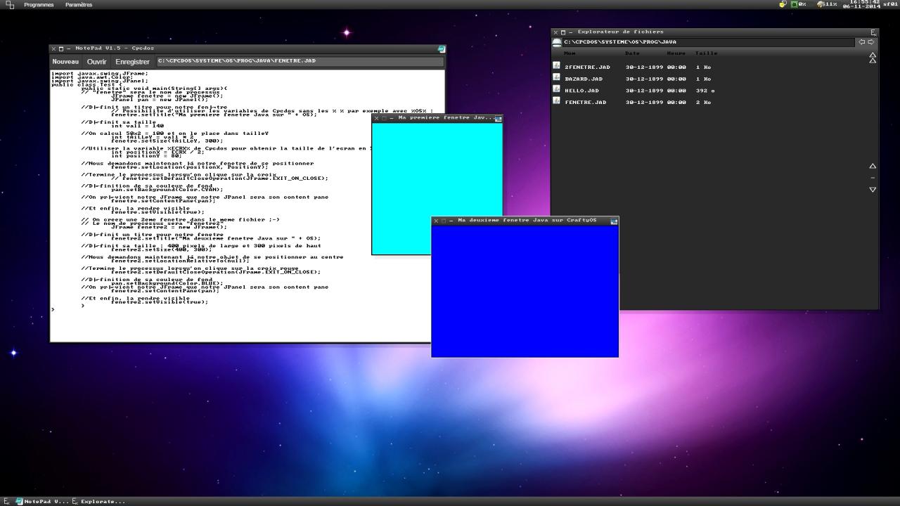 Fenêtre Java sous Cpcdos avec CrafyOS